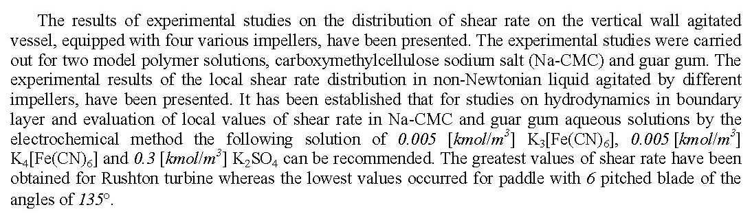DISTRIBUTIONS OF THE LOCAL SHEAR RATE VALUES IN BOUNDARY LAYER OF THE AGITATAED VESSEL