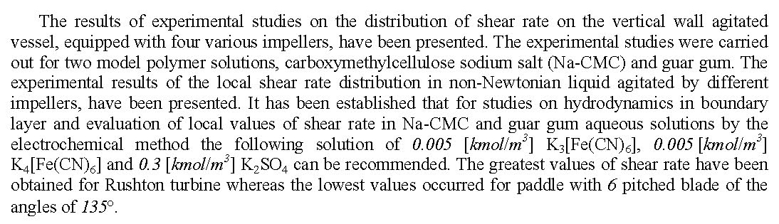 DISTRIBUTIONS OF THE LOCAL SHEAR RATE VALUES IN BOUNDARY LAYER OF THE AGITATAED VESSEL