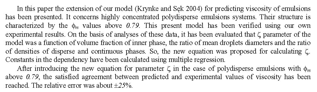 VISCOSITY EQUATION FOR POLYDISPERSE CONCENTRATED EMULSIONS
